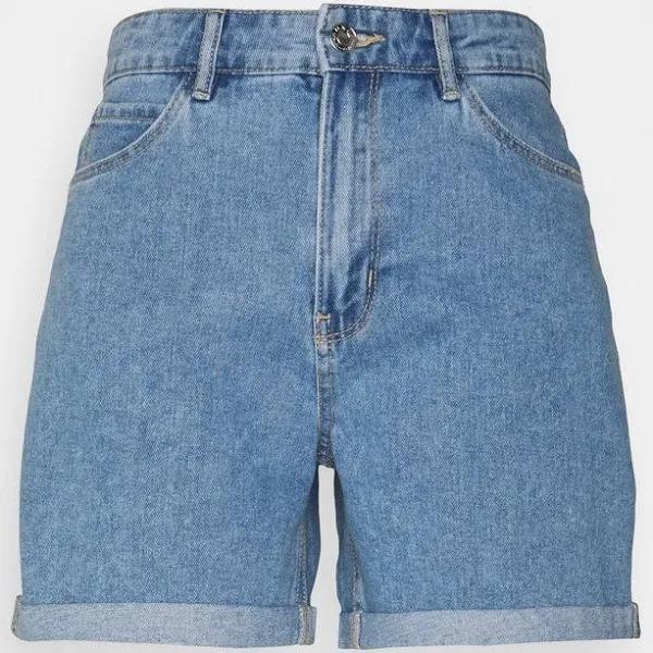 Only Vega Roll Hem Denim Shorts in Light Blue