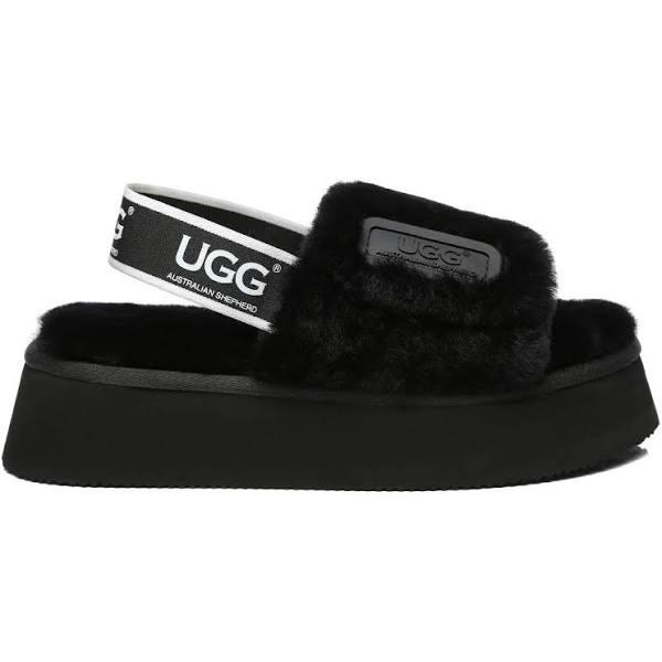 As UGG Women Platform Fluffy Slide Poppin Black / 37