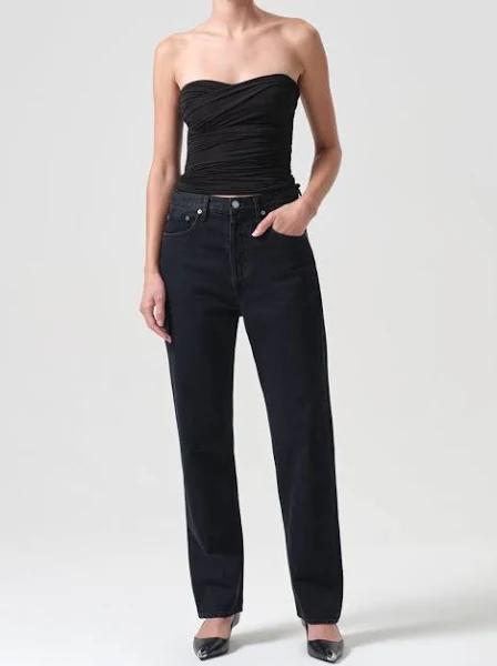 AGOLDE '90s Pinch Waist Long High-Rise Straight-Leg Jeans - Women - Black Denim - L