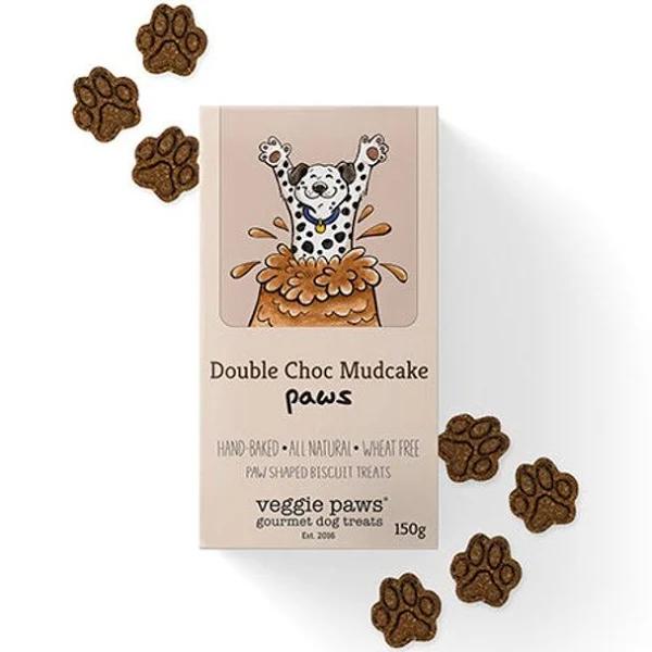 Veggie Paws Hand-Baked Natural Biscuit Treats For Dogs Double Choc Mudcake 150g