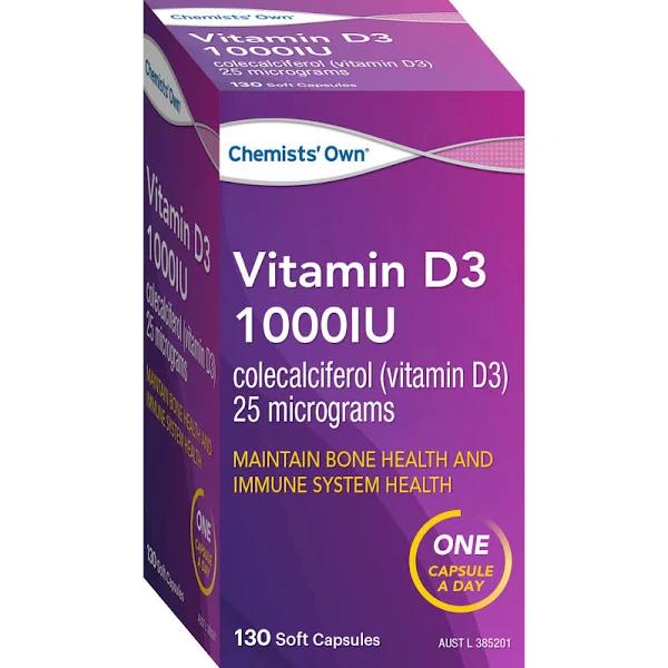 Chemists Own Vitamin D3 1000IU 130 Capsules