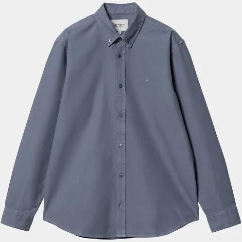 Carhartt WIP L/S Bolton Shirt - Hudson Blue Garment Dyed - 2XL - Men