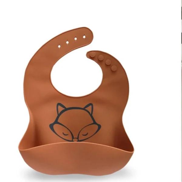 Plum Silicone Catcher Bib - Fox - Terracotta