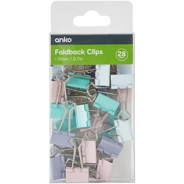 Kmart 28 Pack Foldback Clips Size: 19mm