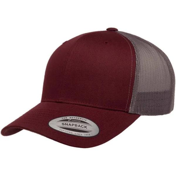 Yupoong 6606 Retro Trucker Cap, Price/each - Maroon/Gray, One Size