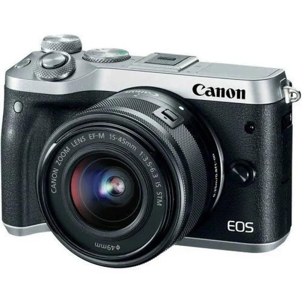 Canon Mirrorless Interchangeable-Lens Camera EOS M6 Lens Kit (Silver) EF-M15-45mm F3.5-6.3 Is STM Attached EOS M6SL-1545ISSTMLK