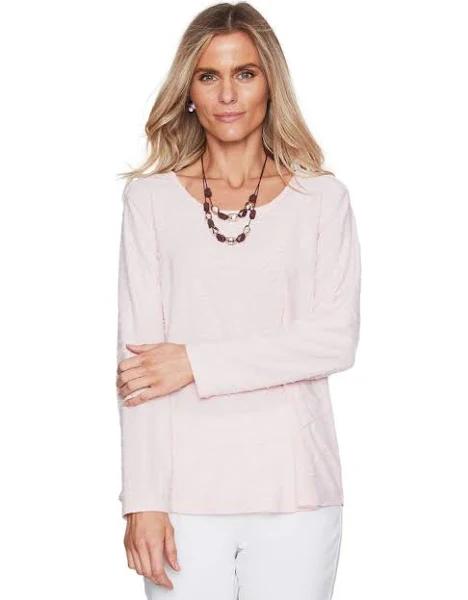 Millers - Womens Winter Tops - Pink Basic - Vivid - Office Wear - Work Clothes - Long Sleeve - Textured - Everyday Style - Smart Casual Fashion Outfit