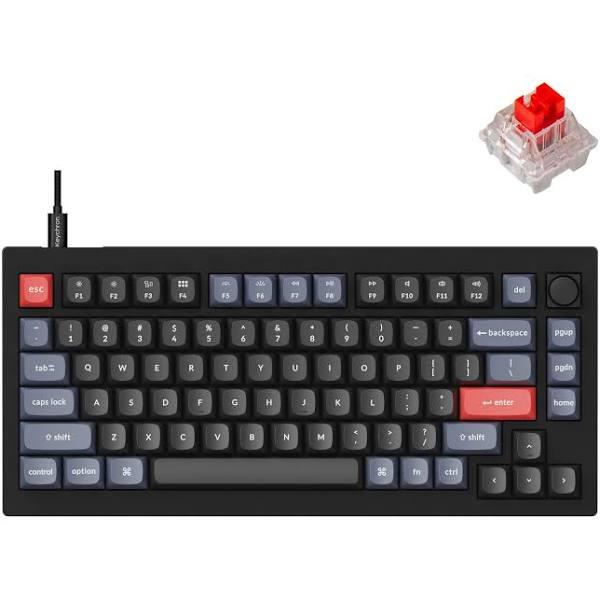 Keychron V1 Wired Custom Mechanical Keyboard Knob Version, 75% Layout QMK/VIA Programmable With Hot-swappable Keychron K Pro Red Switch Compatible