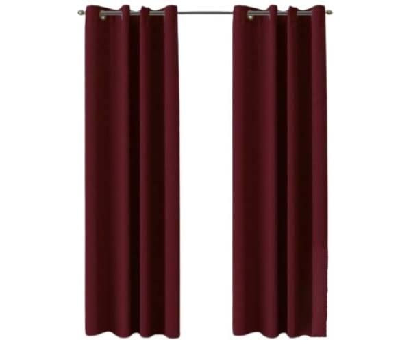 Bedroom Blockout Curtains Blackout Window Curtain Draperies Pair Eyelet 2x - Burgundy