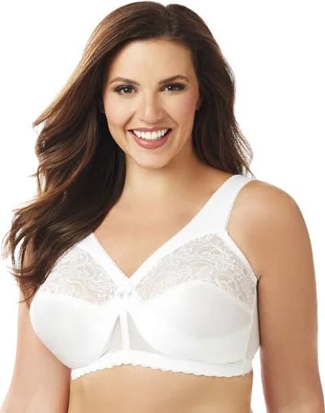 Plus Size Women's Magic Lift Support Wireless Bra 1000 by Glamorise in White (Size 56 C)