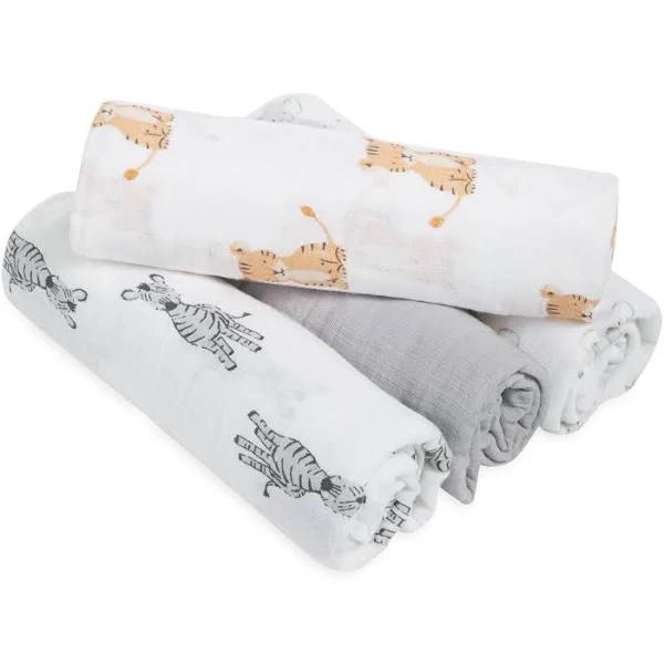 Aden + Anais Essentials Muslin Swaddles 4 Pack - Safari Babes