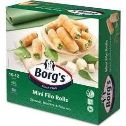 Borg's Mini Filo Rolls Spinach Mizithra & Feta 450g