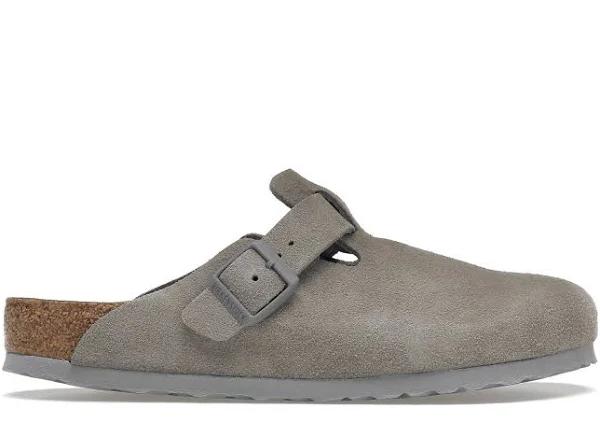 Birkenstock Boston Soft Footbed Suede Stone Coin