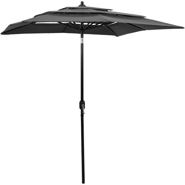 vidaXL - 3-Tier Parasol With Aluminium Pole - Anthracite - 2x2 M