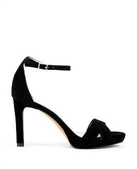 David Jones Edward Meller Santo90 Asymmetrical Platform Sandal in Black Suede, Size 37 EU