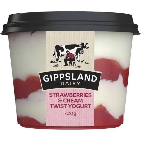 Gippsland Dairy Strawberries & Cream Yoghurt 720g