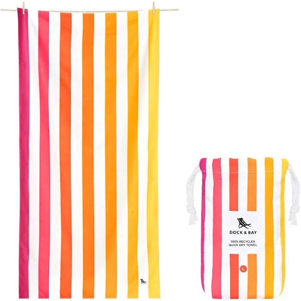 Dock & Bay Quick-dry Beach Towel 100% Recycled Summer Collection - Peach Sunrise Large - Beach Towels