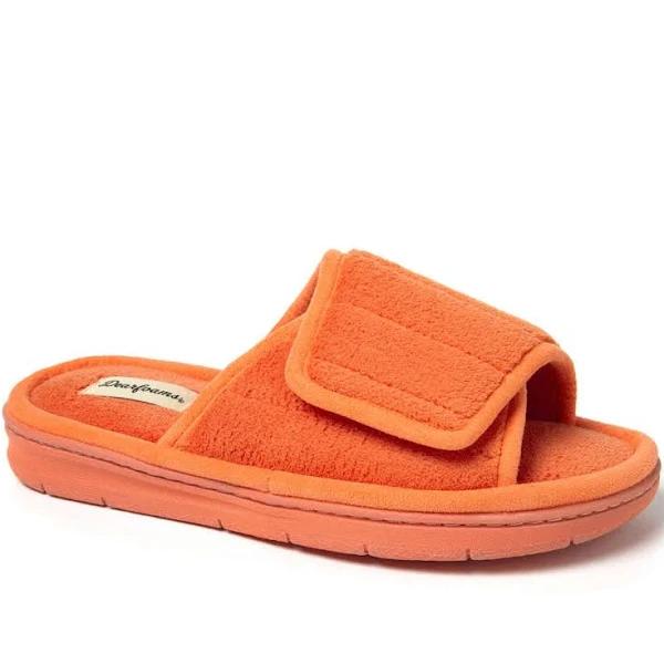 Dearfoams Womens Comfortable Mickey Terry Adjustable Slide Slippers - Orange - 11-12 AUS or XLarge