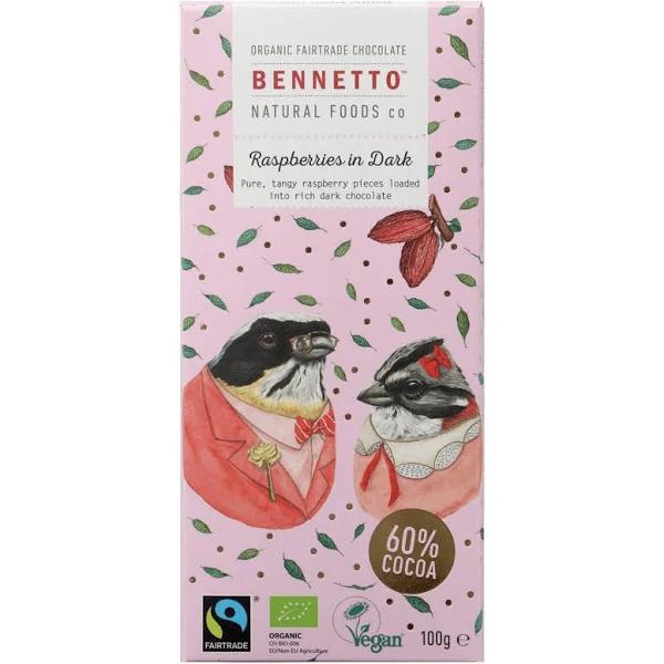 Bennetto Raspberries in Dark Chocolate 100g