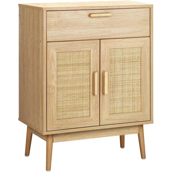 Oikiture Sideboard Cabinet Buffet Rattan Furniture Table Wood