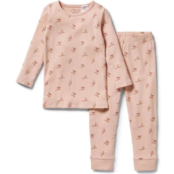 Organic Rib Long Sleeve Pyjamas Robin / Organic Cotton Rib / 1 | Wilson + Frenchy