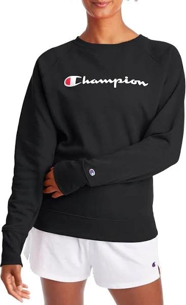 Champion gf567 y08113 Powerblend Boyfriend Crew, Script Logo - Black, XL