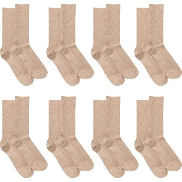 8 Pairs Holeproof Mens Merino Wool Blend Crew Everyday Socks Oatmeal Beige Bulk S10012 6-10