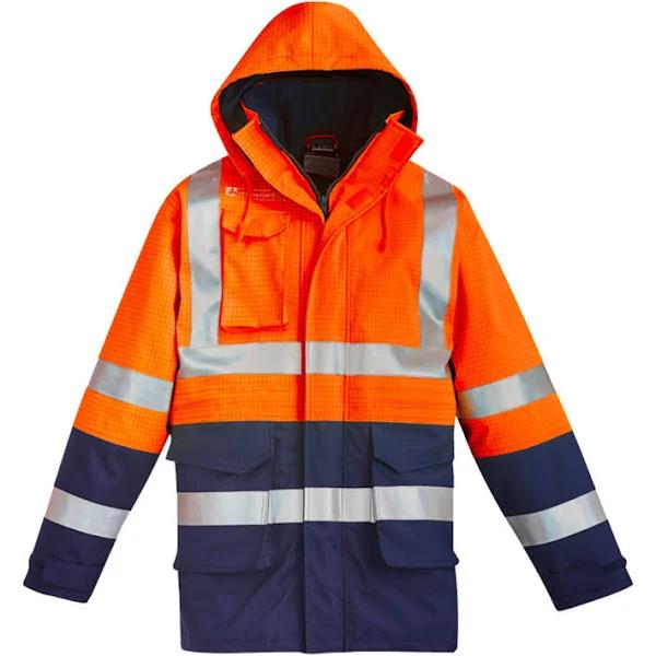 Syzmik Mens FR Arc Rated Anti Static Waterproof Jacket - ZJ900 Orange/Navy / XS