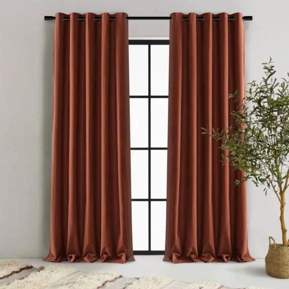 BRENES Set of 2 Blockout Curtain Rust by Freedom, 100% Polyester