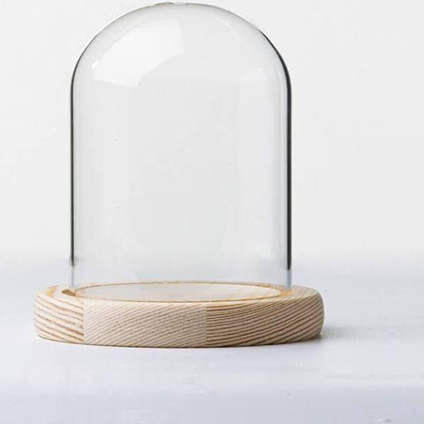 Glass Display Bell Jar Dome Cloche With Base Decor Stand Cover Mini