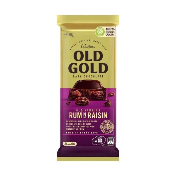 Cadbury Old Gold Jamaica Rum N Raisin Dark Chocolate Block