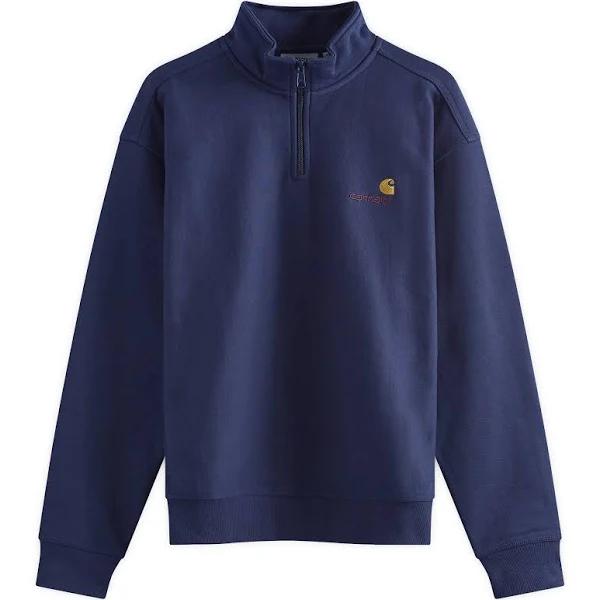 Carhartt WIP Mens Half Zip American Script Sweat Top - Air Force Blue