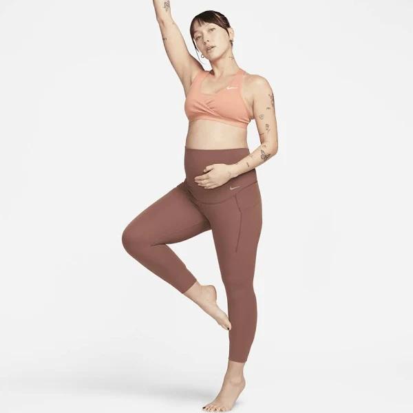 Nike Zenvy (M) Women's Gentle-Support High-Waisted 7/8 Leggings with Pockets (Maternity) - Brown