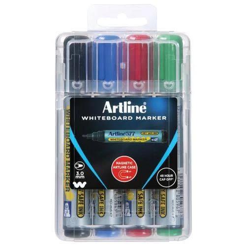 Artline 577 Whiteboard Marker in Hard Case, 4 Piece