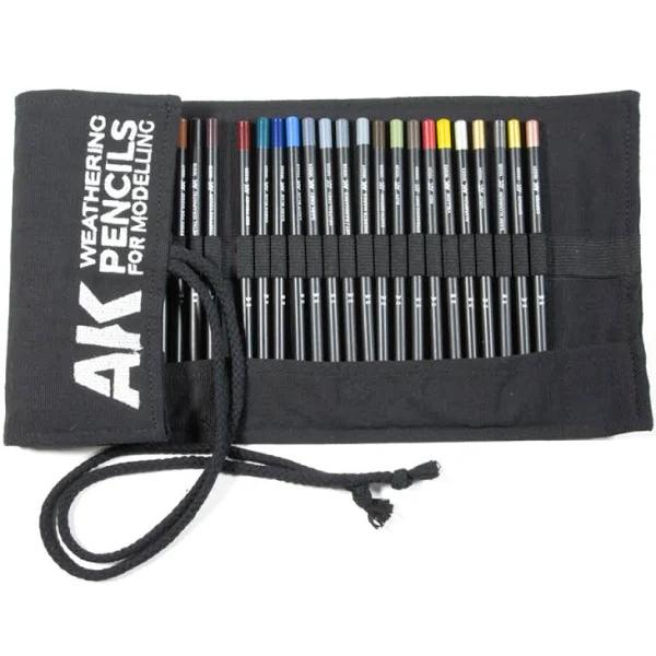 AK Interactive AK10048 Weathering Pencils Full Range Cloth Case