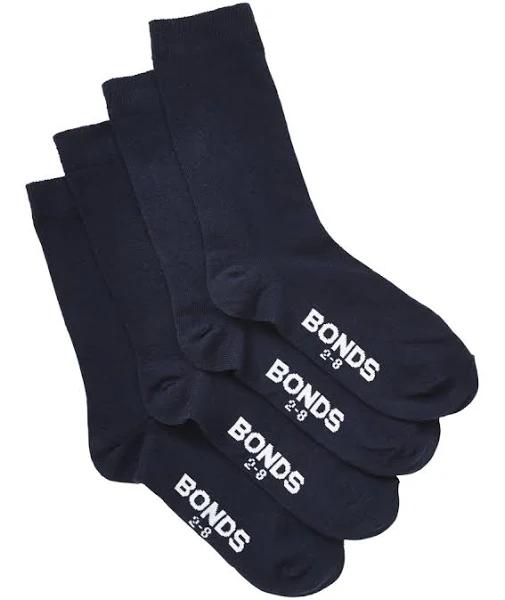 Bonds 4 Pairs Kids Boys Girls School Oxford Crew Soft Cotton Rich Navy Socks