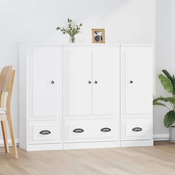 Highboards 3 Pcs White Engineered Wood vidaXL