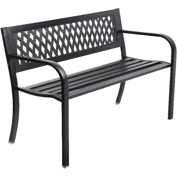 Gardeon Steel Modern Garden Bench - Black