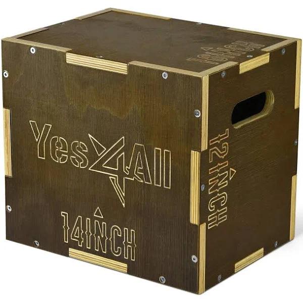 Yes4All 3 in 1 Non-slip Wooden Plyo Box, Plyometric Jump Box for Skipping, Jumping, Lunges, Squats, Step-Ups, Dips, and More