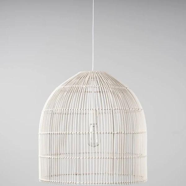 Whitewash Cane Rattan Pendant Light - Siena - 2 Sizes