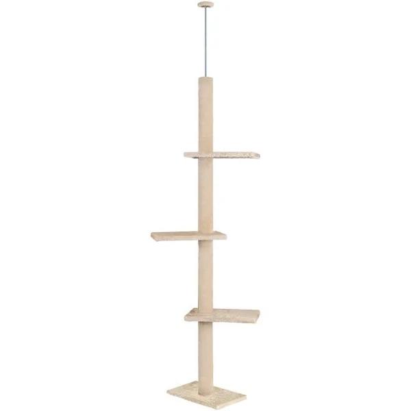 Beastie Cat Tree Floor to Ceiling Scratching Post Beige 230-286cm