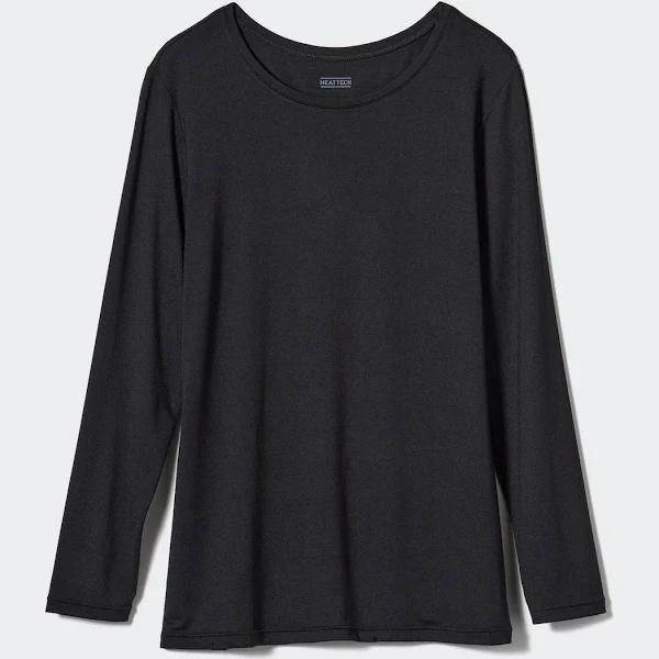 Uniqlo HEATTECH Thermal Crew Neck Long Sleeve Petite T-Shirt - Black Size XS