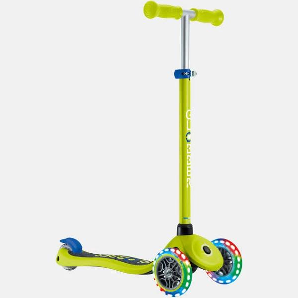 Globber Primo V2 Scooter with Lights and Griptape Lime Green/Navy Blue