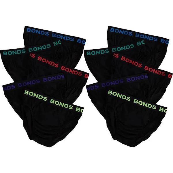 10 Pack Bonds Mens Black Cotton Hipster Briefs Undies Underwear M8DM5T Bulk S