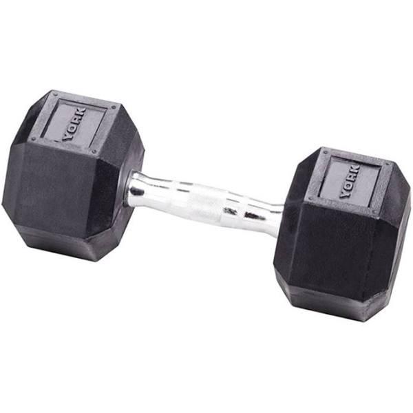 York Fitness 32.5kg Rubber Hex Dumbbell