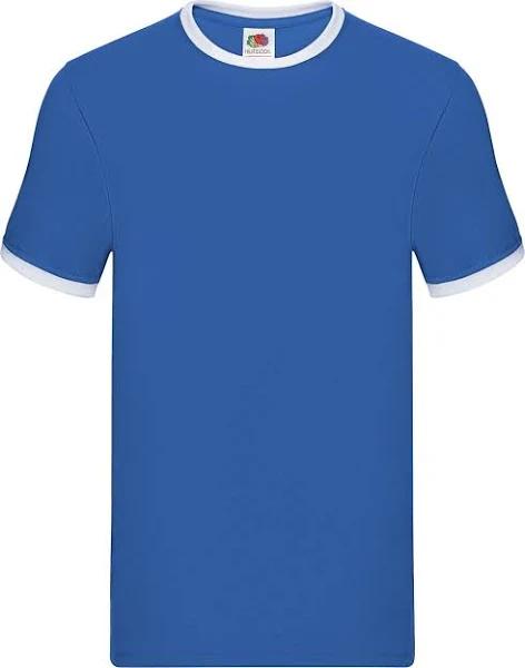 Fruit of The Loom Mens Ringer Contrast T-Shirt Royal Blue/White XL Cotton Mens T-Shirt