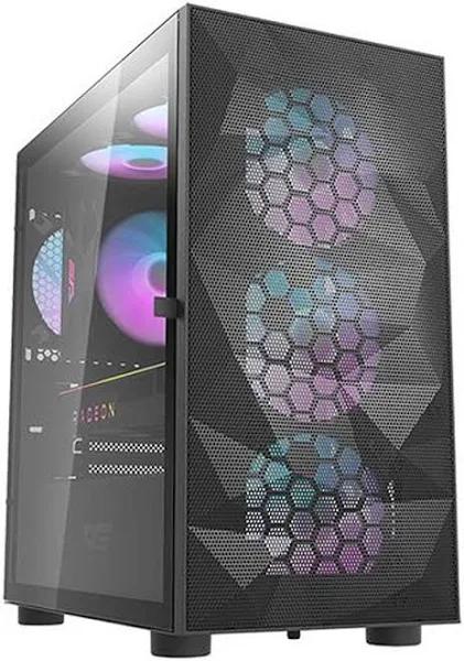 DarkFlash Gaming PC Case Tempered Glass Micro-ATX Tower Computer Case - Black (DLM21-Mesh)