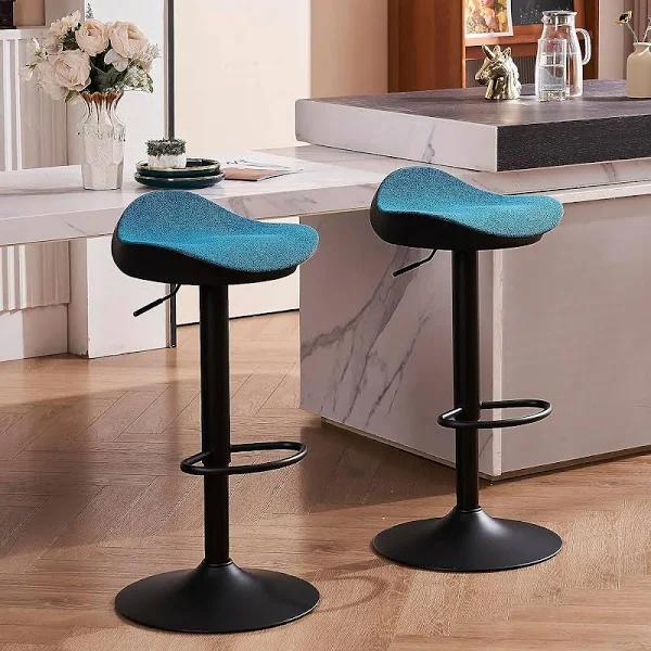 YOUNIKE Bar Stools Set of 2 Counter Height Barstools For Kitchen Island, Swivel Bar Stools Adjustable Bar Chairs with Black Sturdy Frame, Turquoise