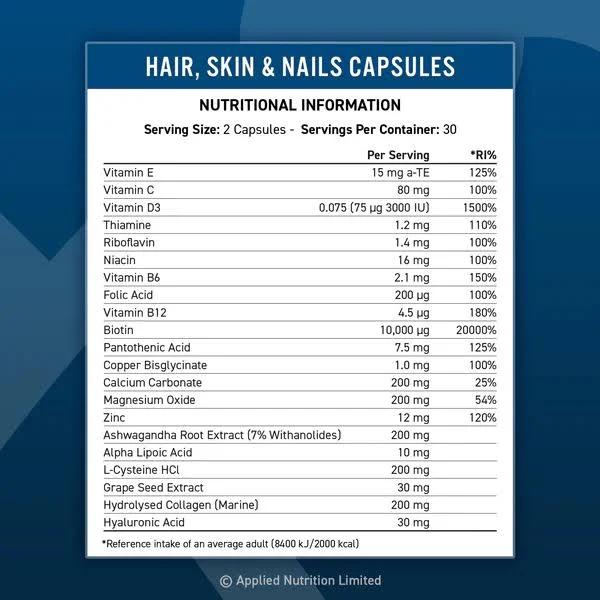 Applied Nutrition Hair, Skin & Nails 60 Capsules