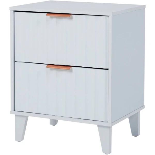 Groove Furniture Airlie 2-Drawer Bedside Table, White